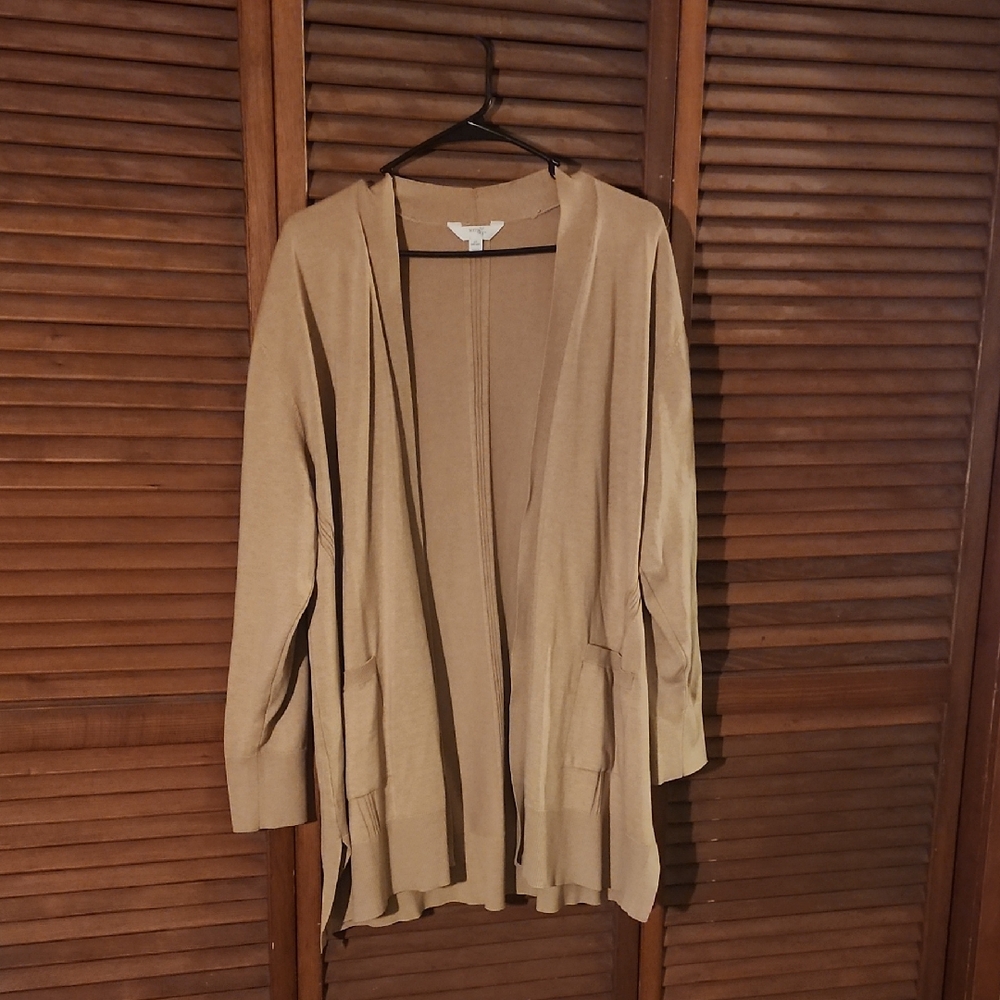 Terra & Sky Women's Beige Open-Front Cardigan